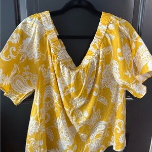 Chico's Yellow and White Floral Blouse